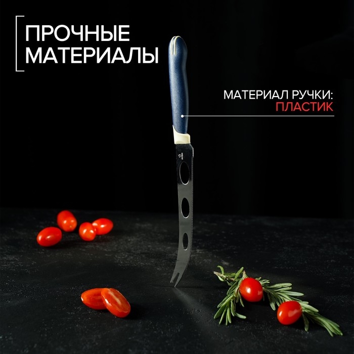 Нож для сыра Доляна &laquo;Страйп&raquo;, лезвие 15 см, синий