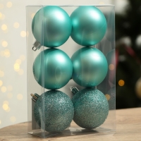 Шары ёлочные новогодние «Тепла и уюта!», на Новый год, пластик, d=6, 6 шт., цвет голубой с белым Шары ёлочные новогодние «Тепла и уюта!», на Новый год, пластик, d=6, 6 шт., цвет голубой с белым