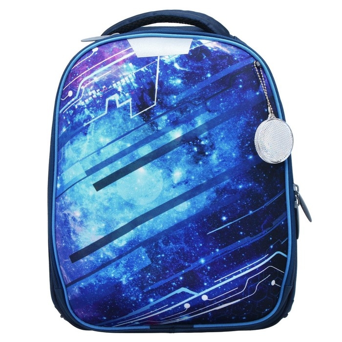 Рюкзак каркасный школьный, 37 х 28 х 19 см, Calligrata К "Крутой космос", синий