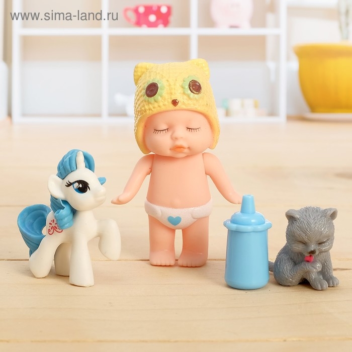 Пупс &laquo;Малышка&raquo; с питомцами, с аксессуарами, МИКС