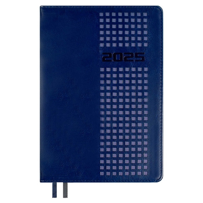 Ежедневник датированный 2025 года, ESCALADA, A5 176 листов, твердая обложка кожзам с поролоном, блинтовое тиснение, перфорация на обложке, блок 70 г/м2, синий