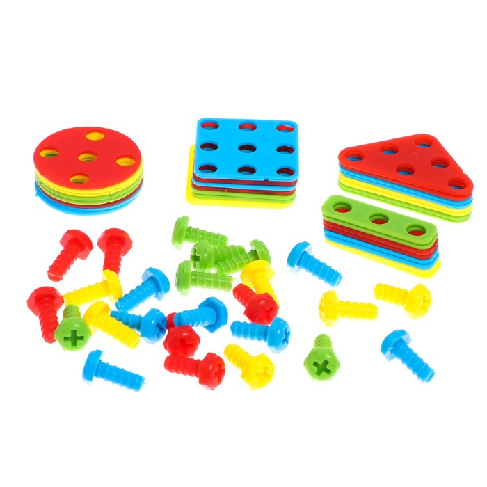 Конструктор в чемоданчике &laquo;Волшебный город&raquo;, с электрическим шуруповёртом, 4 карточки, 57 деталей