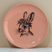 Тарелка керамическая «Зайка», 25.5 см, цвет медный Тарелка керамическая «Зайка», 25.5 см, цвет медный