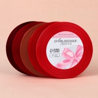 Набор атласных лент, 5 шт, размер 1 ленты: 6 мм &times; 23 &plusmn; 1 м, цвет красный спектр