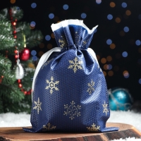 Новый год. Мешок подарочный "Золотые снежинки", 22 x 31 см Новый год. Мешок подарочный "Золотые снежинки", 22 x 31 см