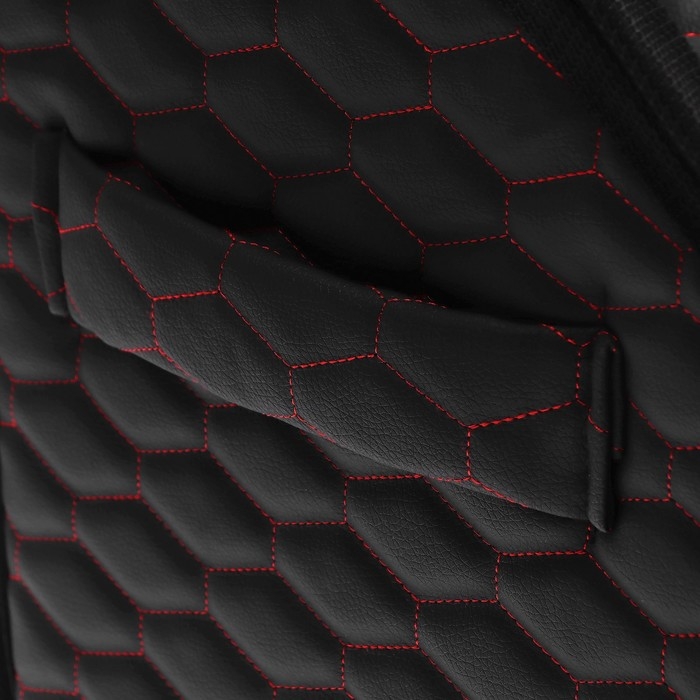 Органайзер кофр в багажник автомобиля LION, экокожа, соты, 50&times;30&times;30 см, черно-красный