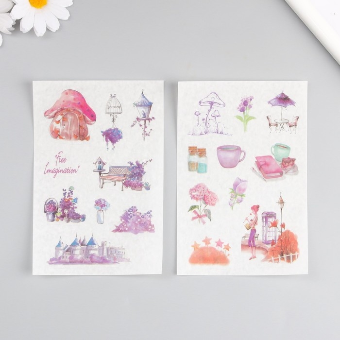 Наклейка бумага Наклейка бумага "Летняя улочка" набор 6 листов 18,6х10 см