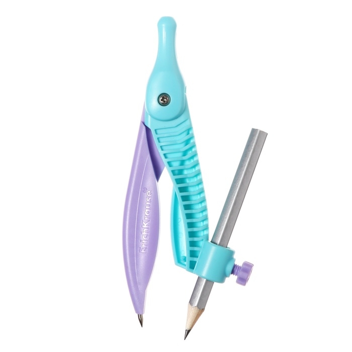 Циркуль пластиковый ErichKrause Циркуль пластиковый ErichKrause "Pastel", 122мм, с карандашом, пенал, микс