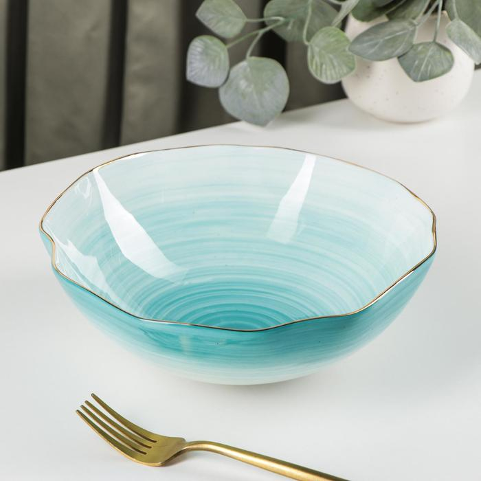 Салатник фарфоровый Доляна «Млечный путь», 1,4 л, d=22 см, цвет бирюзовый Салатник фарфоровый Доляна «Млечный путь», 1,4 л, d=22 см, цвет бирюзовый