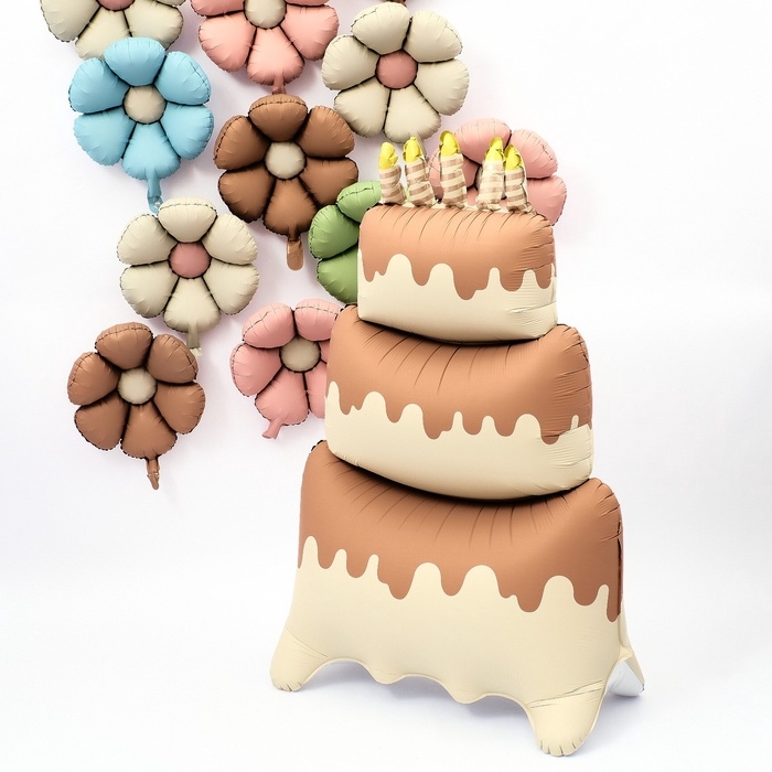 Шар фольгированный 60" &laquo;Большой сливочный торт&raquo;, на подставке, матовый