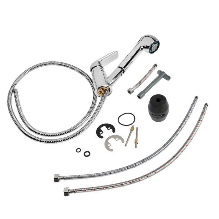 Смеситель для кухни Accoona A5416, с вытягивающейся лейкой, латунь, хром