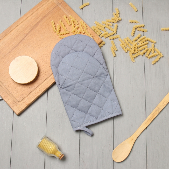 Варежка-прихватка Этель "Kitchen" цв.серый, 15х28см,саржа, 100% х/л