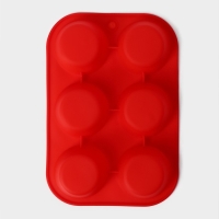 Форма для выпечки Доляна &laquo;Фигуры. Круг&raquo;, силикон, 21,5&times;14,5 см, 6 ячеек (5,7&times;5,7&times;3 см), цвет МИКС