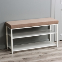 Банкетка &laquo;Торонто 33C&raquo;, 92,5&times;31,6&times;11,3 см, цвет каркаса белый, цвет сиденья бежевый