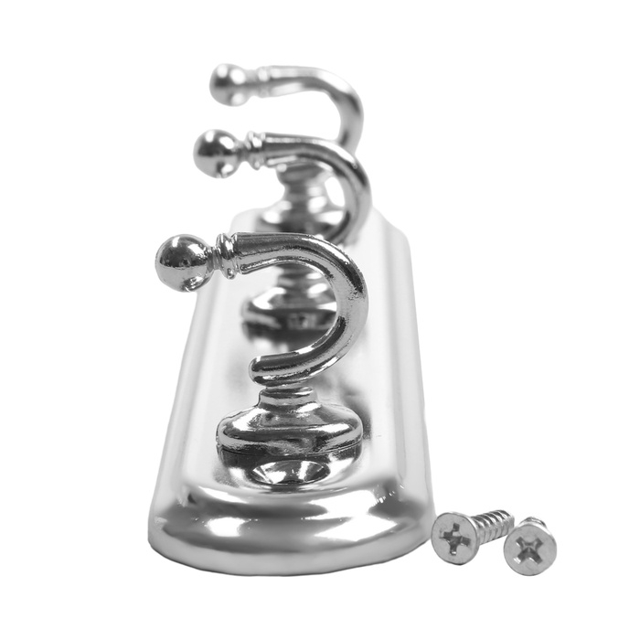 Вешалка ТУНДРА TVT002, металлическая, трёхрожковая, цвет хром