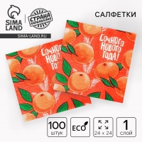 Новогодние салфетки бумажные &laquo;Сочного Нового года&raquo;, 24х24 см., 100 шт.