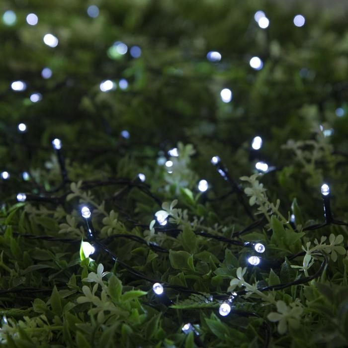 Гирлянда &laquo;Нить&raquo; 20 м, IP44, тёмная нить, 200 LED, свечение белое, 2 режима, солнечная батарея