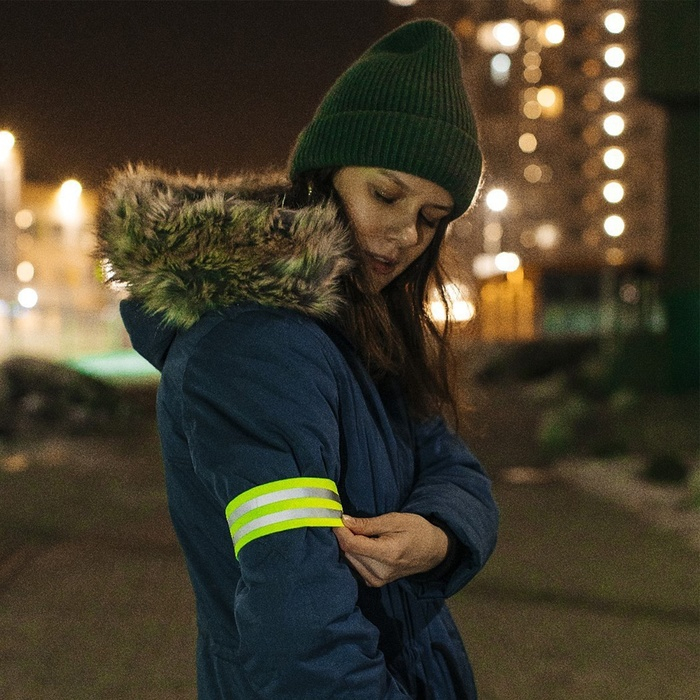 Светоотражающая лента-резинка, 50 мм, 10 &plusmn; 1 м, цвет салатовый