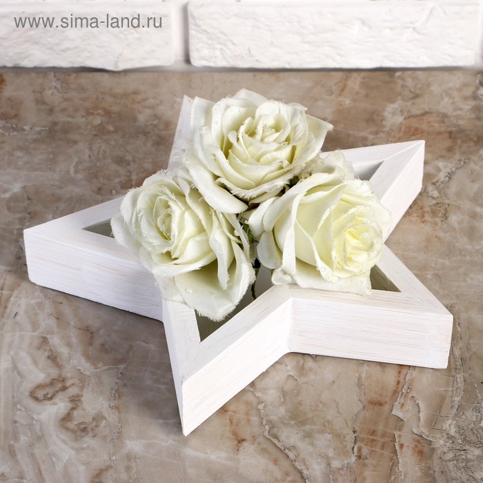 Кашпо деревянное 27&times;27&times;4.5 см "Звезда", белая кисть