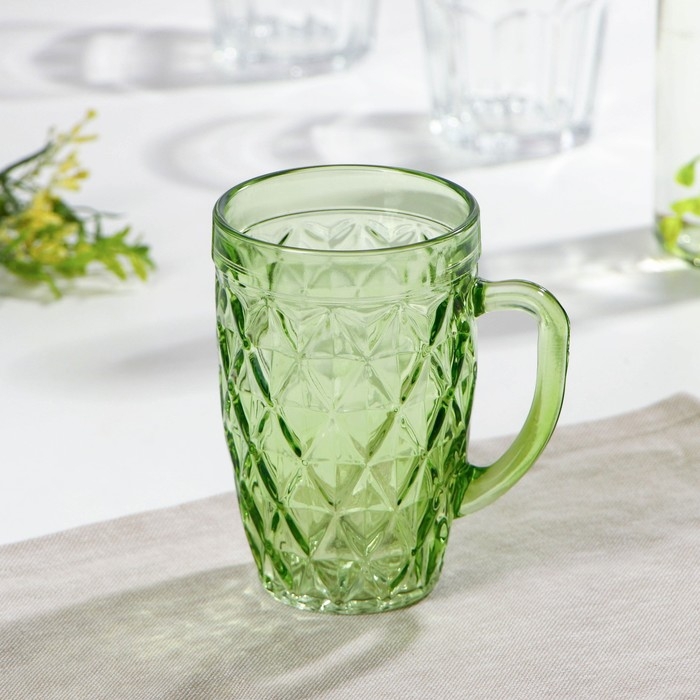 Кружка стеклянная, 400 мл, цвет и текстура МИКС
