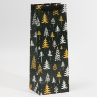 Пакет под бутылку &laquo;Ёлки&raquo;, 13 х 36 х 10 см, Новый год