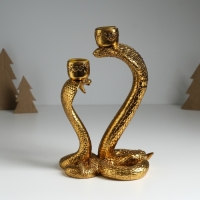Подсвечник полистоун на 2 свечи "Две королевские кобры" золото 14,5х10,5х21,2 см Подсвечник полистоун на 2 свечи "Две королевские кобры" золото 14,5х10,5х21,2 см