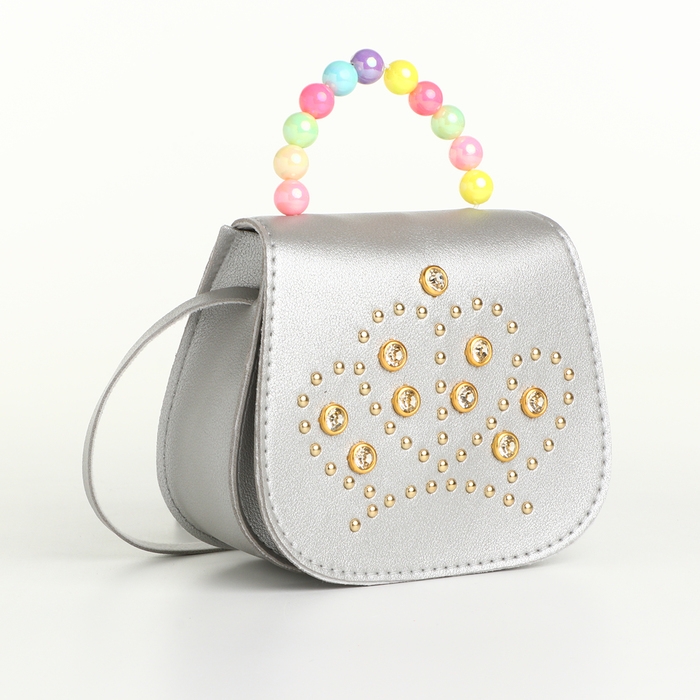 Сумка детская для девочки на клапане «Выбражулька», цвет серебряный Сумка детская для девочки на клапане «Выбражулька», цвет серебряный