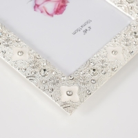 Фоторамка металл, стекло 10х15 см "Арктур" белая стразы 1х14,2х19,2 см