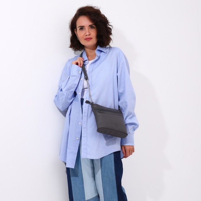 Сумка кросс-боди на молнии, цвет серый