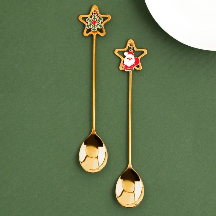 Новый год. Ложки столовая с подвесами &laquo;Счастья в Новом году&raquo;, 3 х 15,5 см