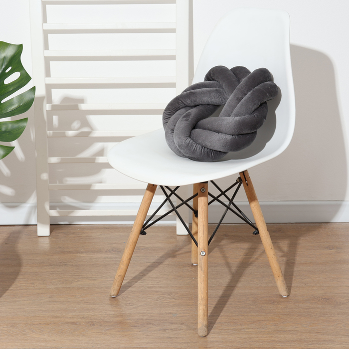 Подушка-узел &laquo;Этель&raquo;, d=33см, цвет серый, велюр