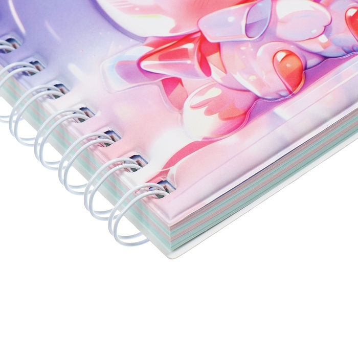 Записная книжка подарочная на гребне 80л,линия, цветной блок,обложка ПВХ 3D Зайка(17,6х13,5см)   105