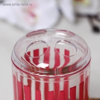 Набор аксессуаров для ванной комнаты &laquo;Полоски&raquo;, 3 предмета (мыльница, дозатор для мыла, стакан), цвет красный