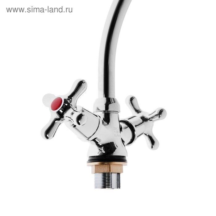 Смеситель для раковины Смеситель для раковины "Центр Сантехники" 11457, двухвентильный, на гайке, высокий излив, хром