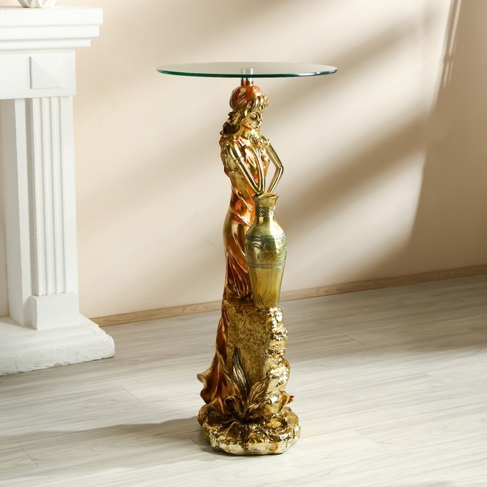 Стол декоративный "Девушка у вазы" золото 45х45х98 см
