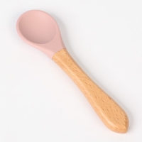 Тарелка детская на присоске, ложка, M&B, пыльная роза Тарелка детская на присоске, ложка, M&B, пыльная роза