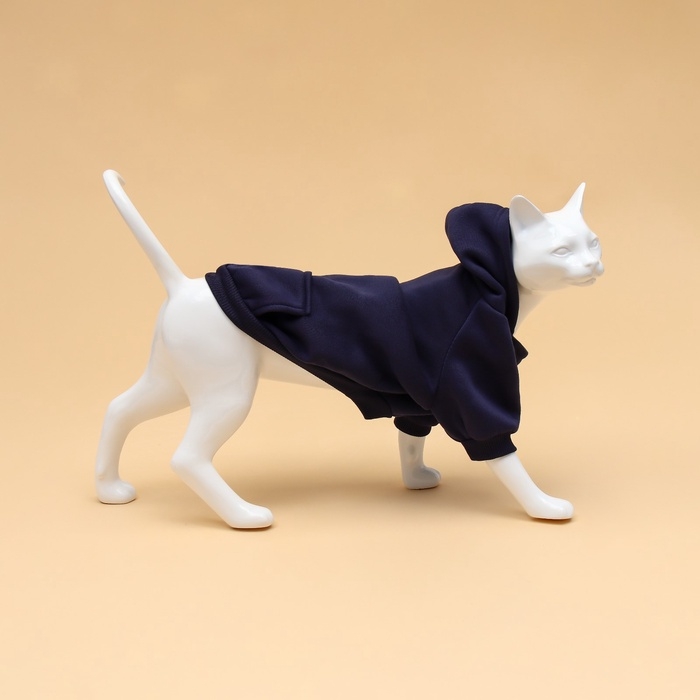 Толстовка для животных с капюшоном, размер XS (ДС 30 см). Синяя Толстовка для животных с капюшоном, размер XS (ДС 30 см). Синяя