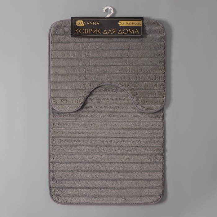 Коврики для ванной и туалета SAVANNA &laquo;Оливия&raquo;, 2 шт, 40&times;50 см, 50&times;80 см, цвет серый