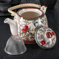 Чайник керамический заварочный с металлическим ситом «Цветы», 900 мл Чайник керамический заварочный с металлическим ситом «Цветы», 900 мл