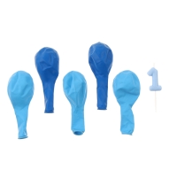 Свечи для торта + 5 шаров, цифра 1, голубая Свечи для торта + 5 шаров, цифра 1, голубая