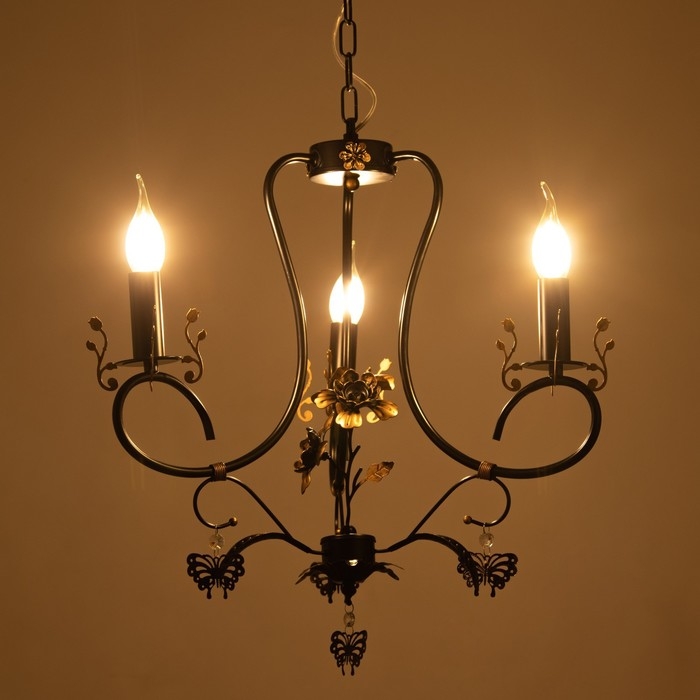 Люстра Люстра "Сандра" 3xE14 40Вт черно-золотой 51х51х52-110 см BayerLux