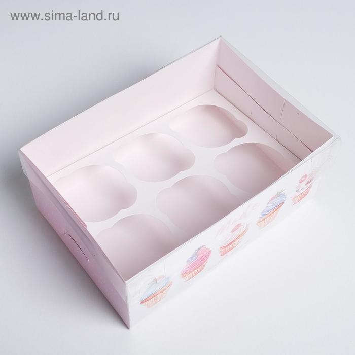 Коробка для капкейков, кондитерская упаковка, 6 ячеек &laquo;Made with love&raquo;, 23 х 16 х 10 см