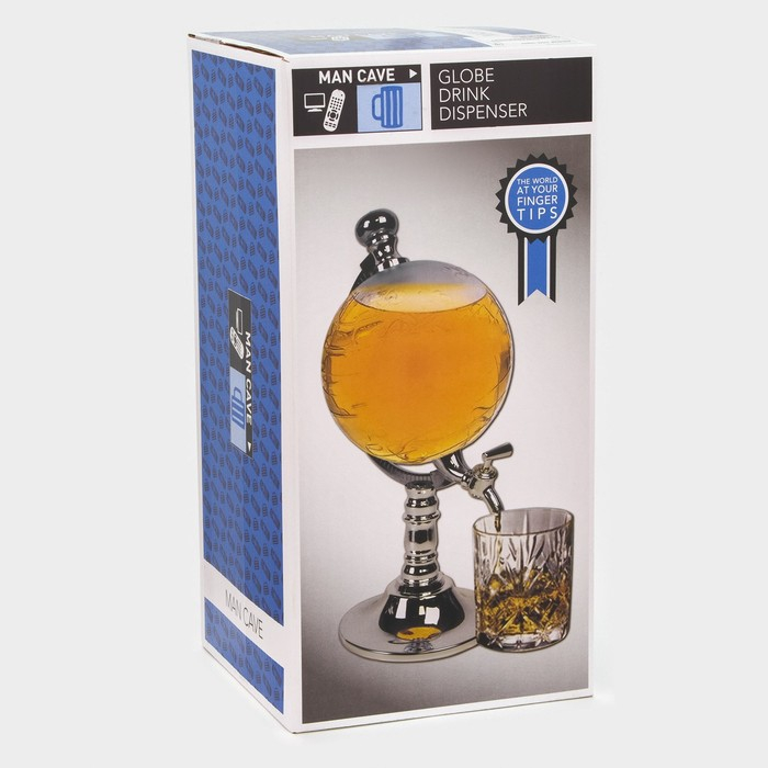 Башня пивная с воронкой &laquo;Земной шар&raquo;, 1,9 л, цвет серебристый