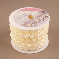 Жемчуг на нитях, плоский, 10 мм, 9 &plusmn; 1 м, цвет молочный