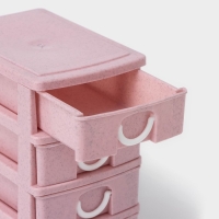 Мини - комод для мелочей Доляна «Уют», 4 секции, с добавлением пшеничного волокна, 12,5×9×11,5 см, цвет розовый Мини - комод для мелочей Доляна «Уют», 4 секции, с добавлением пшеничного волокна, 12,5×9×11,5 см, цвет розовый