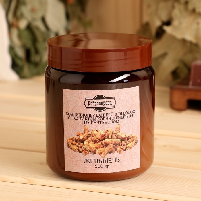 Кондиционер банный для волос натуральный Кондиционер банный для волос натуральный "Женьшеневый" с Д-пантенолом, 500 г