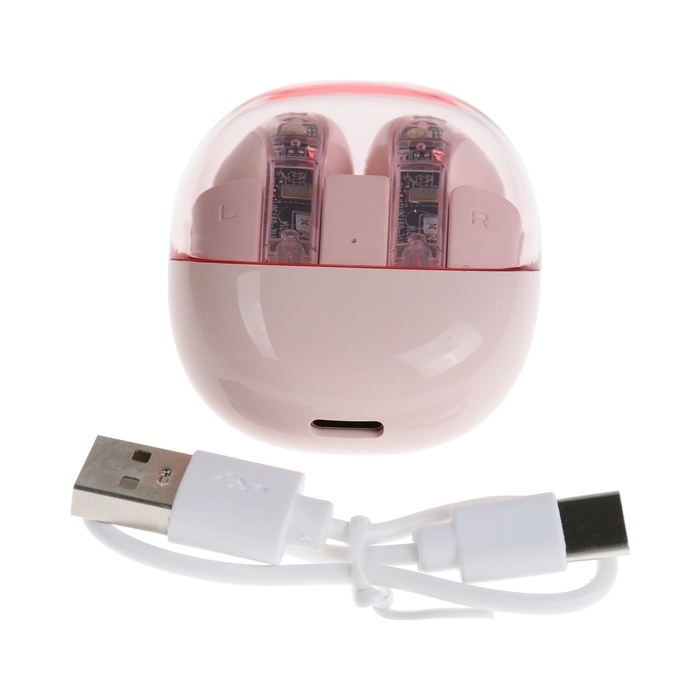 Наушники беспроводные R20, TWS, вкладыши, BT 5.3 , 30/200 мАч, шумоподавление, розовые Наушники беспроводные R20, TWS, вкладыши, BT 5.3 , 30/200 мАч, шумоподавление, розовые