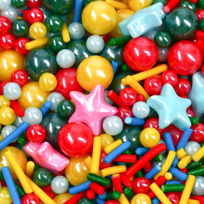 Посыпка кондитерская фигурная пасха&laquo;Звёздочки&raquo;: красная, розовая, голубая, жёлтая, 25 г.