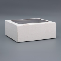 Коробка сборная, крышка-дно "белая" с окном 25х21х10 см