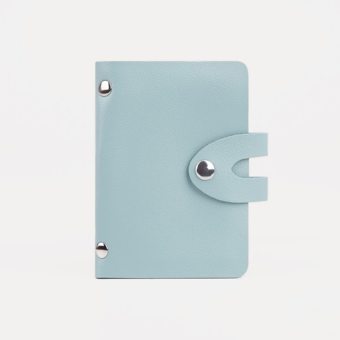 Визитница на кнопке на 24 карты, цвет мятный